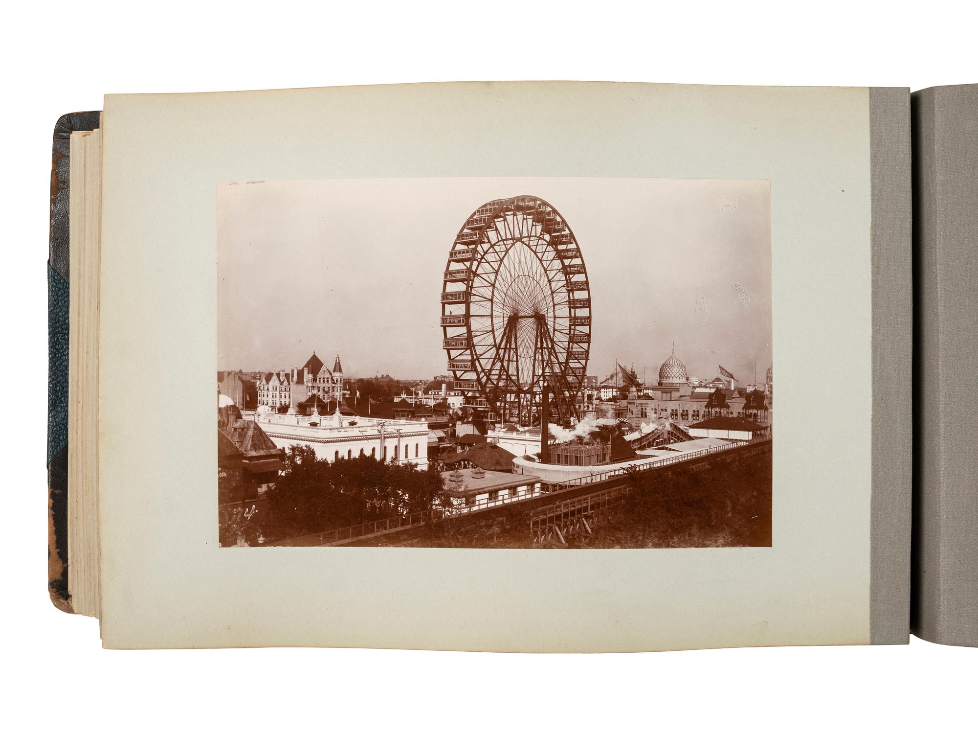 [WORLD'S FAIR]. GOLSEN, Ralph J., photographer. Photo album and souvenir map for the 1893 Chicago World's Columbian Exposition.