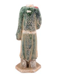 A Chinese Polychrome Decorated Terra Cotta Standing Figure
