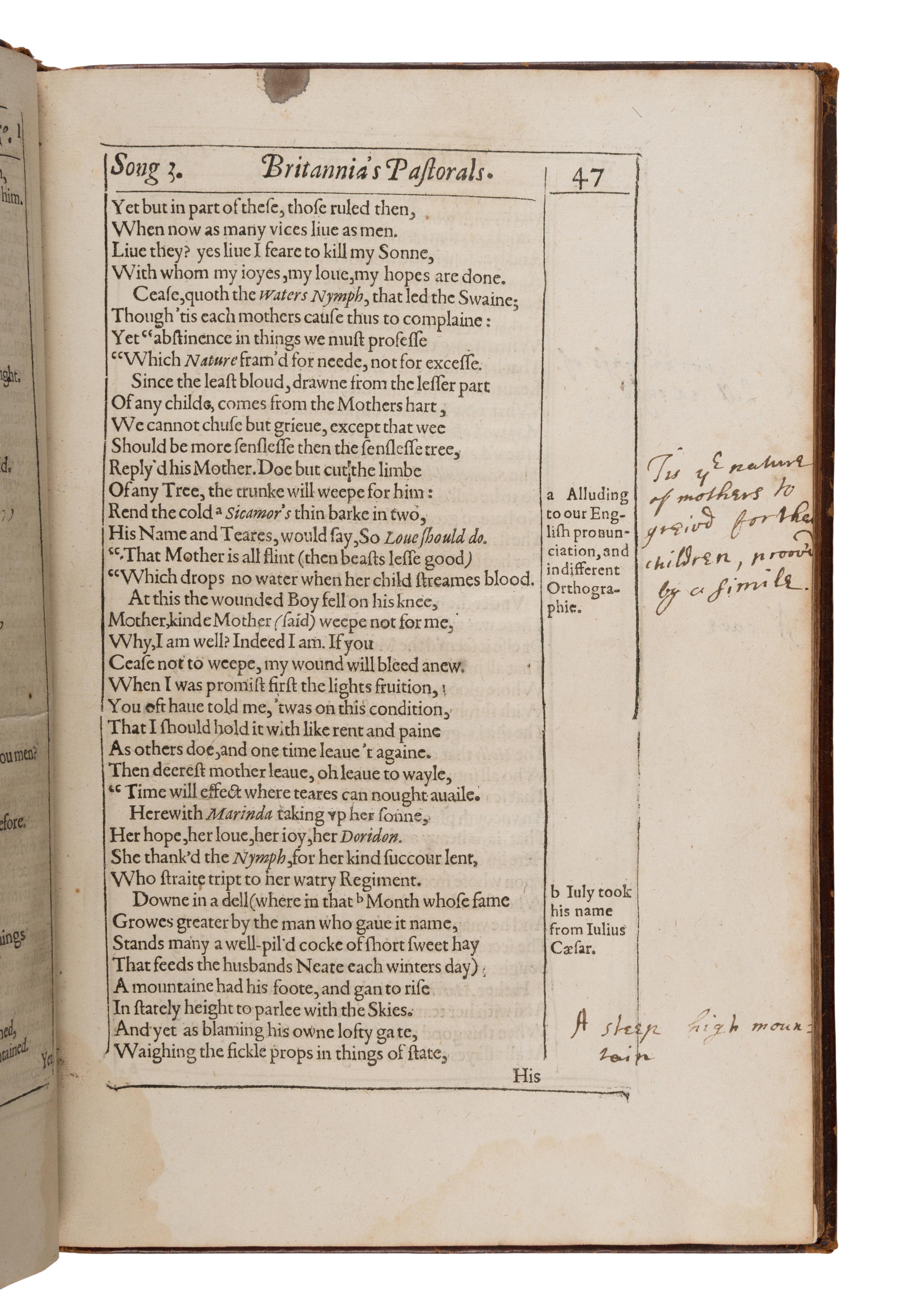 [Milton, John (1608-1674), purportedly his copy]. -- Browne, William (ca 1590-1645). Britannia's Pastorals . London: Printed for Ceo. Norton, 1613, 1616.