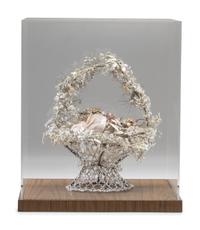 A Victorian Shellwork Basket of Flowers