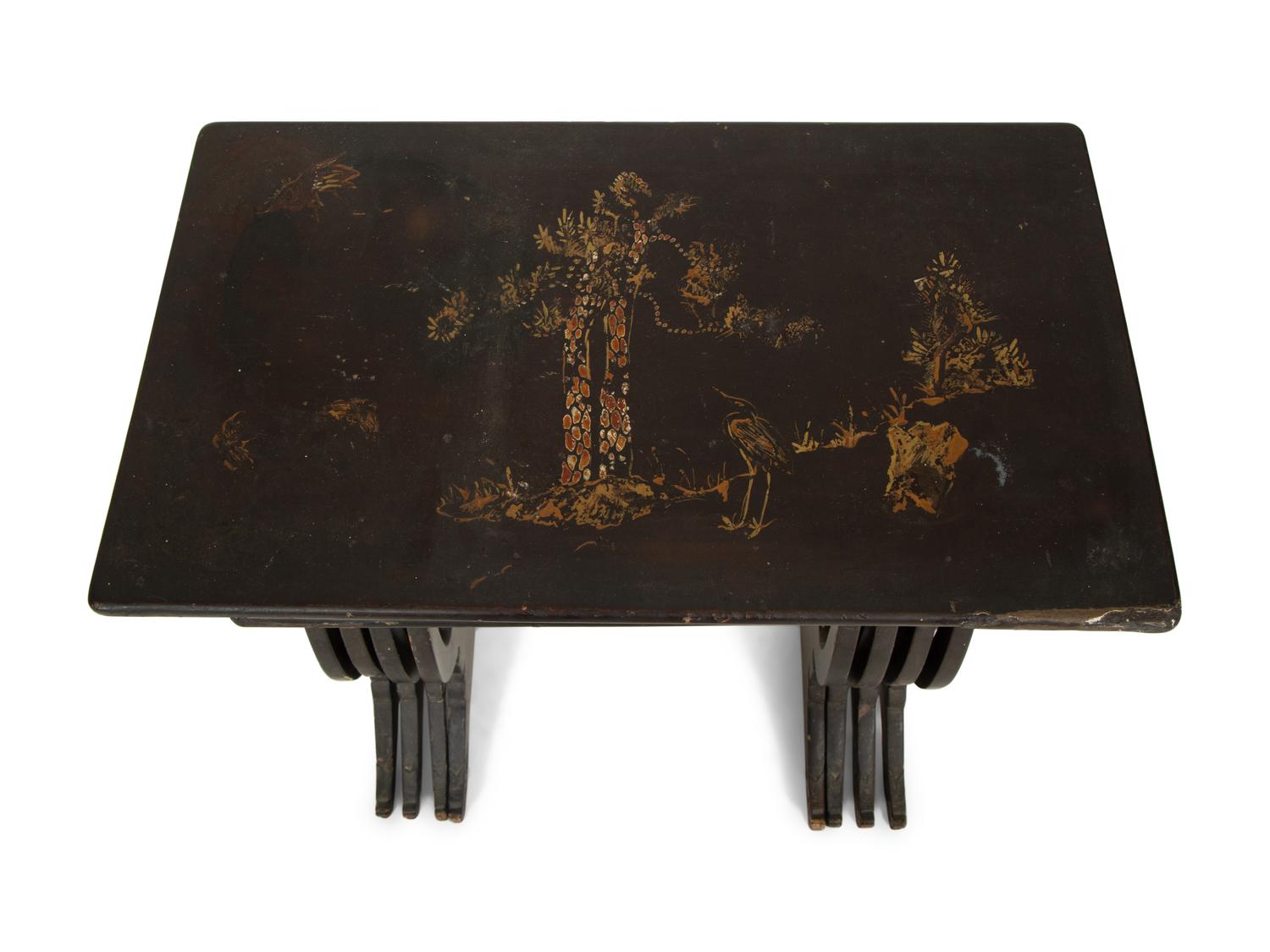 A Victorian Japanned Nest of Four Tables