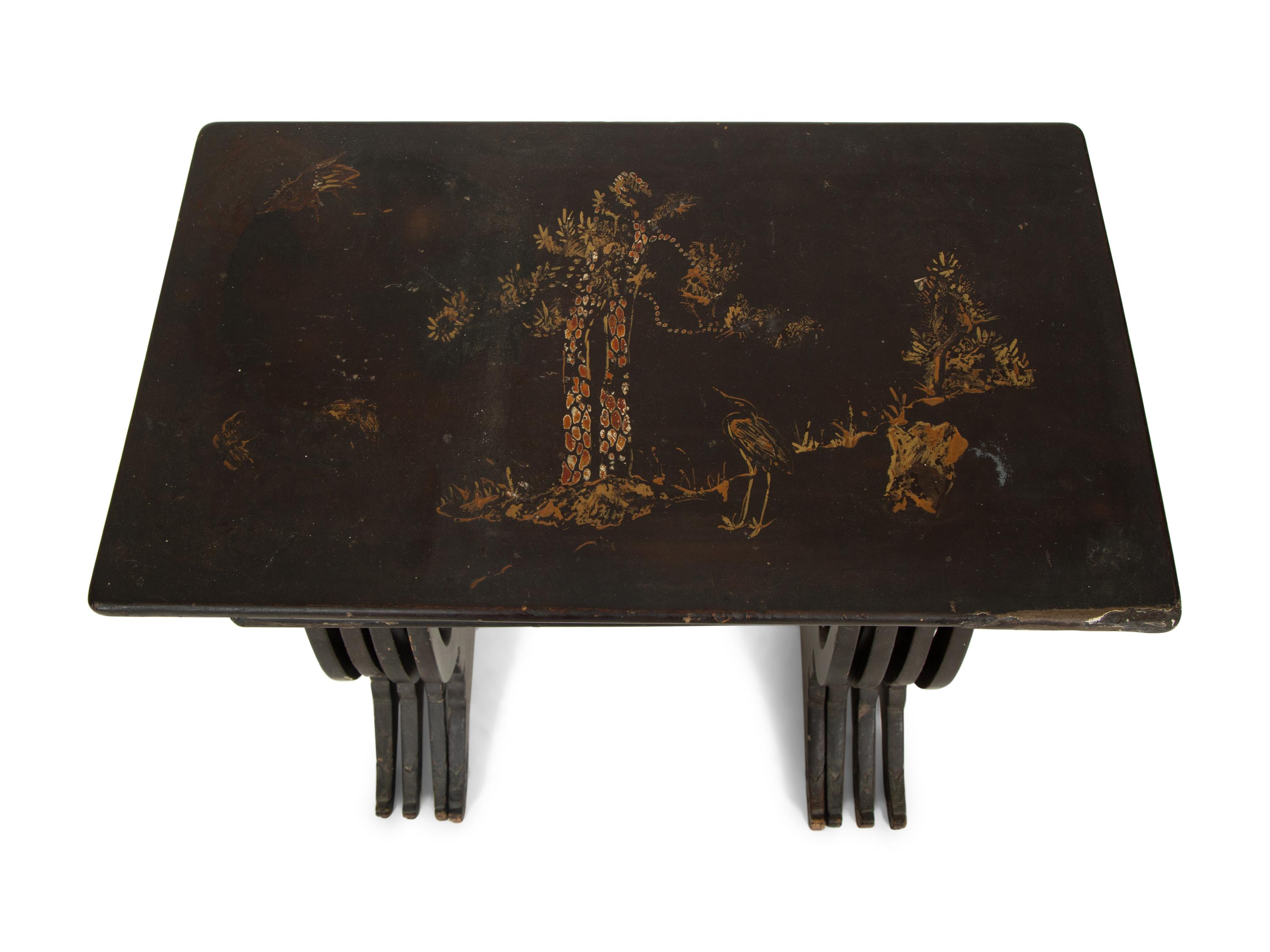A Victorian Japanned Nest of Four Tables