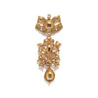 ANTIQUE, YELLOW GOLD AND DIAMOND PENDANT