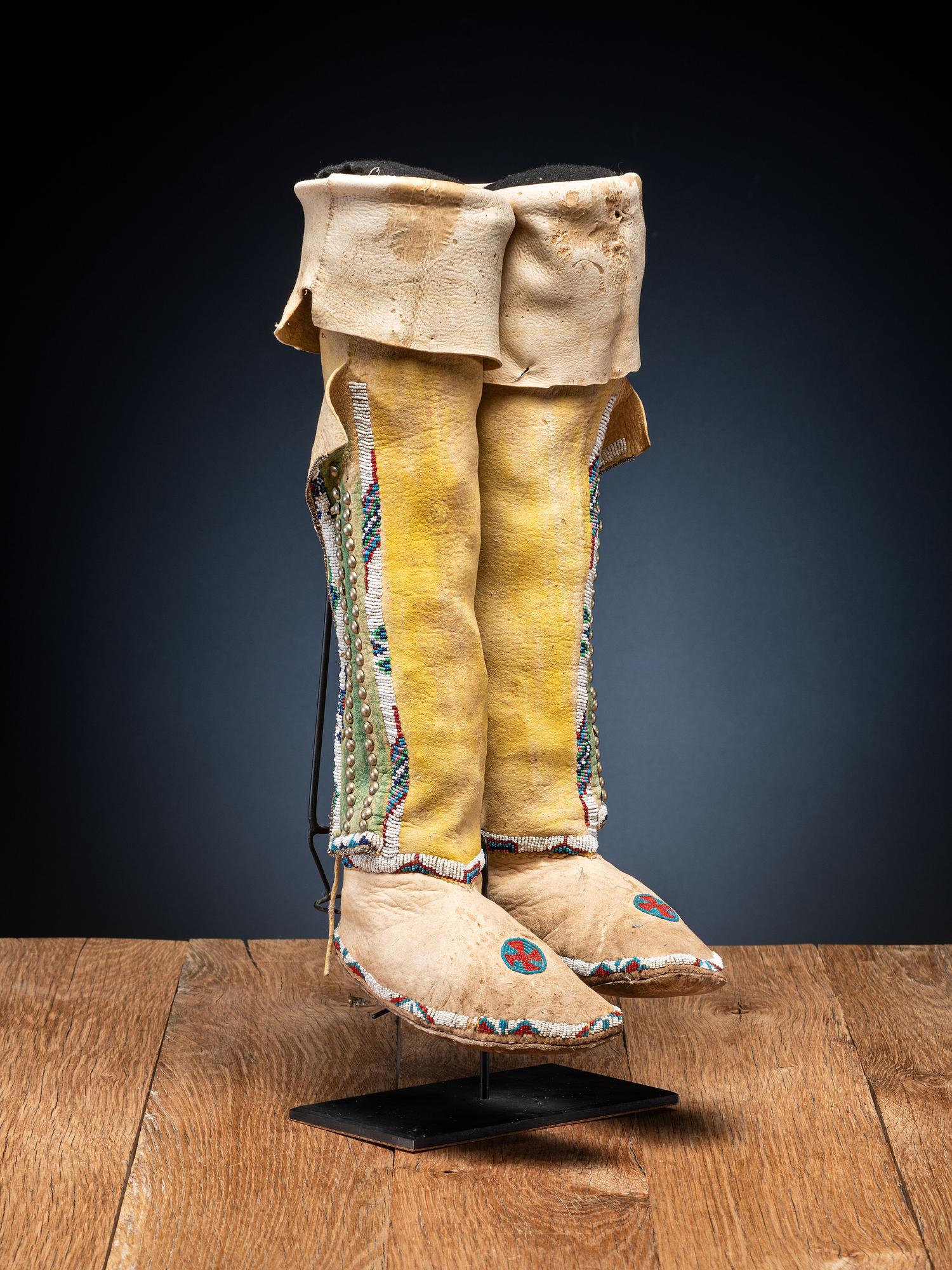 Comanche Beaded Hide Boot Moccasins