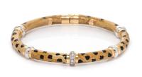 An 18 Karat Bicolor Gold, Diamond and Polychrome Enamel Bangle Bracelet, SOHO, 10.30 dwts.