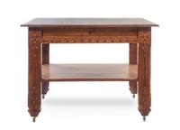 An Arts and Crafts Oak Library Table, Height 30 x width 42 x depth 26 inches.