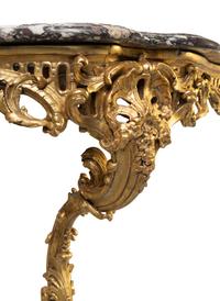 A Louis XV Giltwood and Brêche Violette Marble-Top Console Table