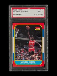 A 1986-87 Fleer Michael Jordan Rookie Basketball Card No. 57 (PSA 7 NM)