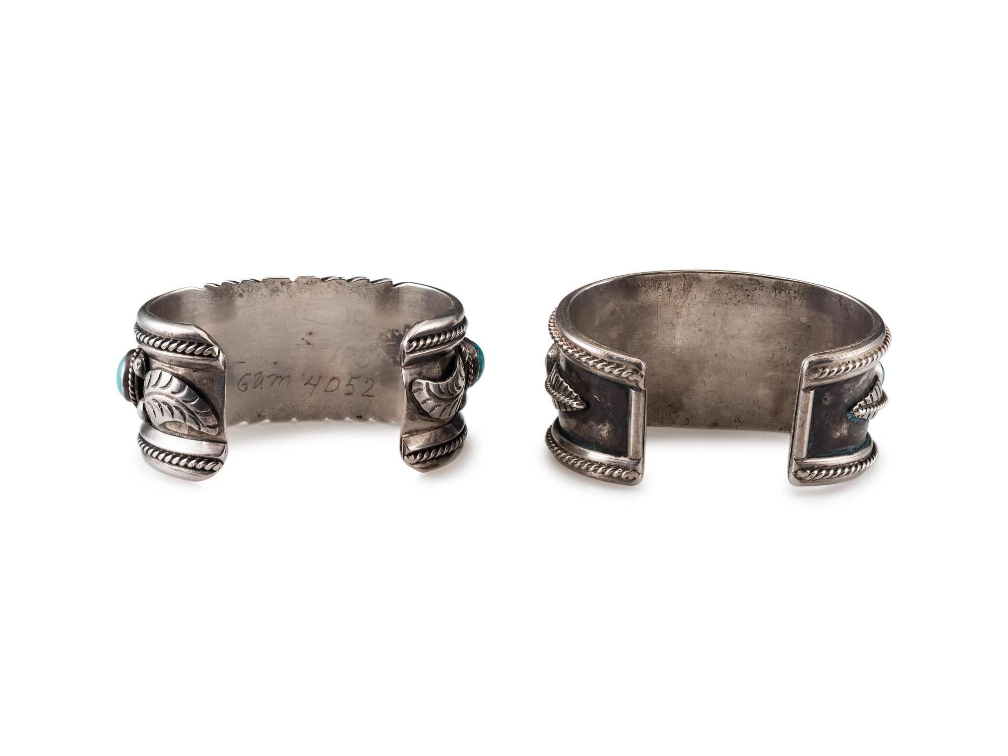 Navajo Silver and Turquoise Cuff Bracelets