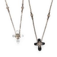 Konstantino, Two Sterling Silver and Crystal 'Pythia' Cross Pendant Necklaces