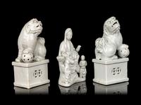 Three Chinese Blanc-de-Chine Porcelain Figures
