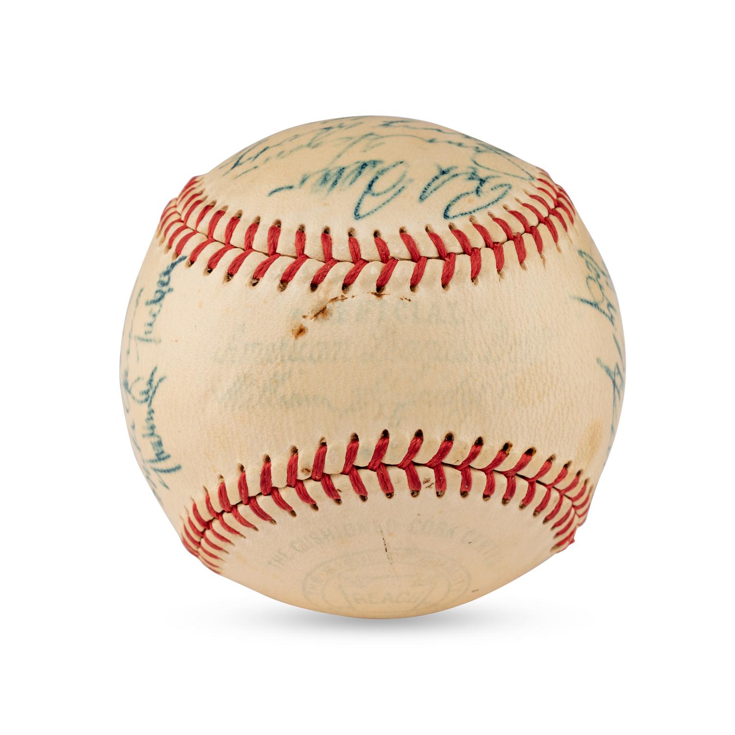 A 1949 Cleveland Indians Team Signed Autograph Baseball Featuring Multiple Hall of Famers (PSA Letter of Authenticity),