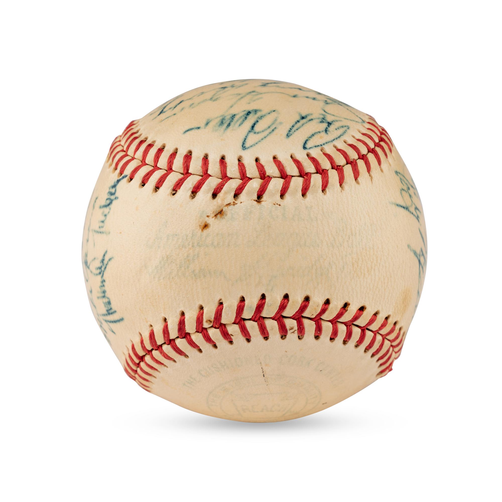 A 1949 Cleveland Indians Team Signed Autograph Baseball Featuring Multiple Hall of Famers (PSA Letter of Authenticity),
