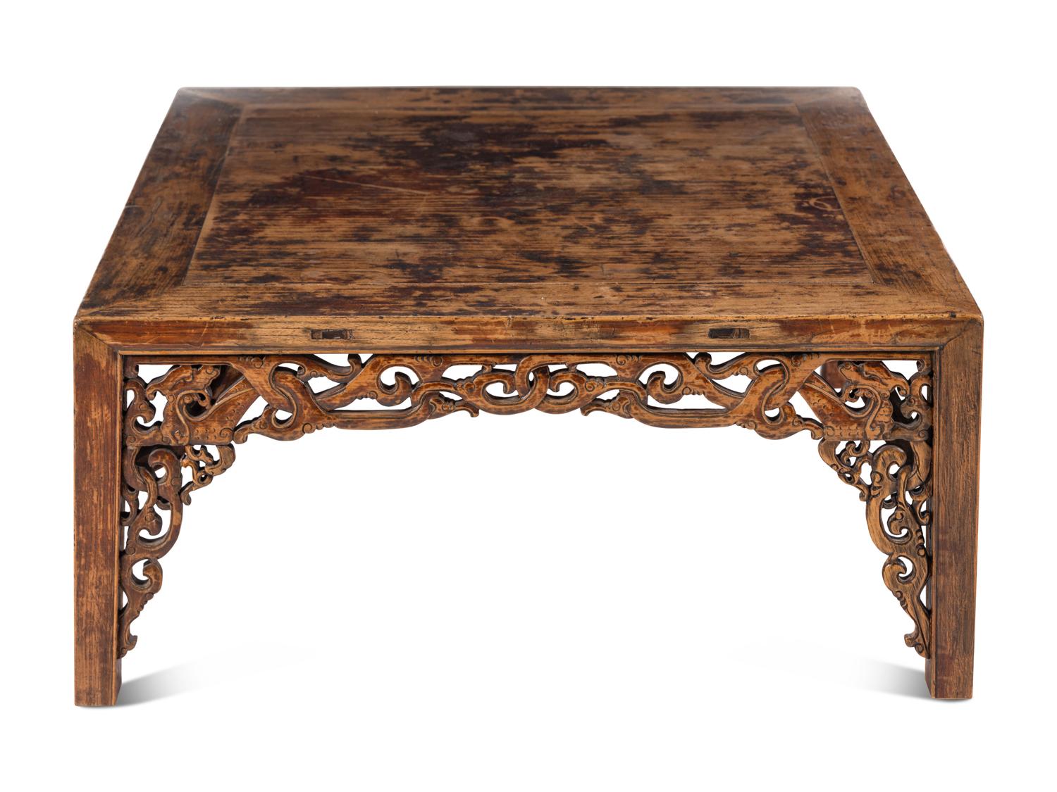 A Chinese Carved Hardwood Low Table