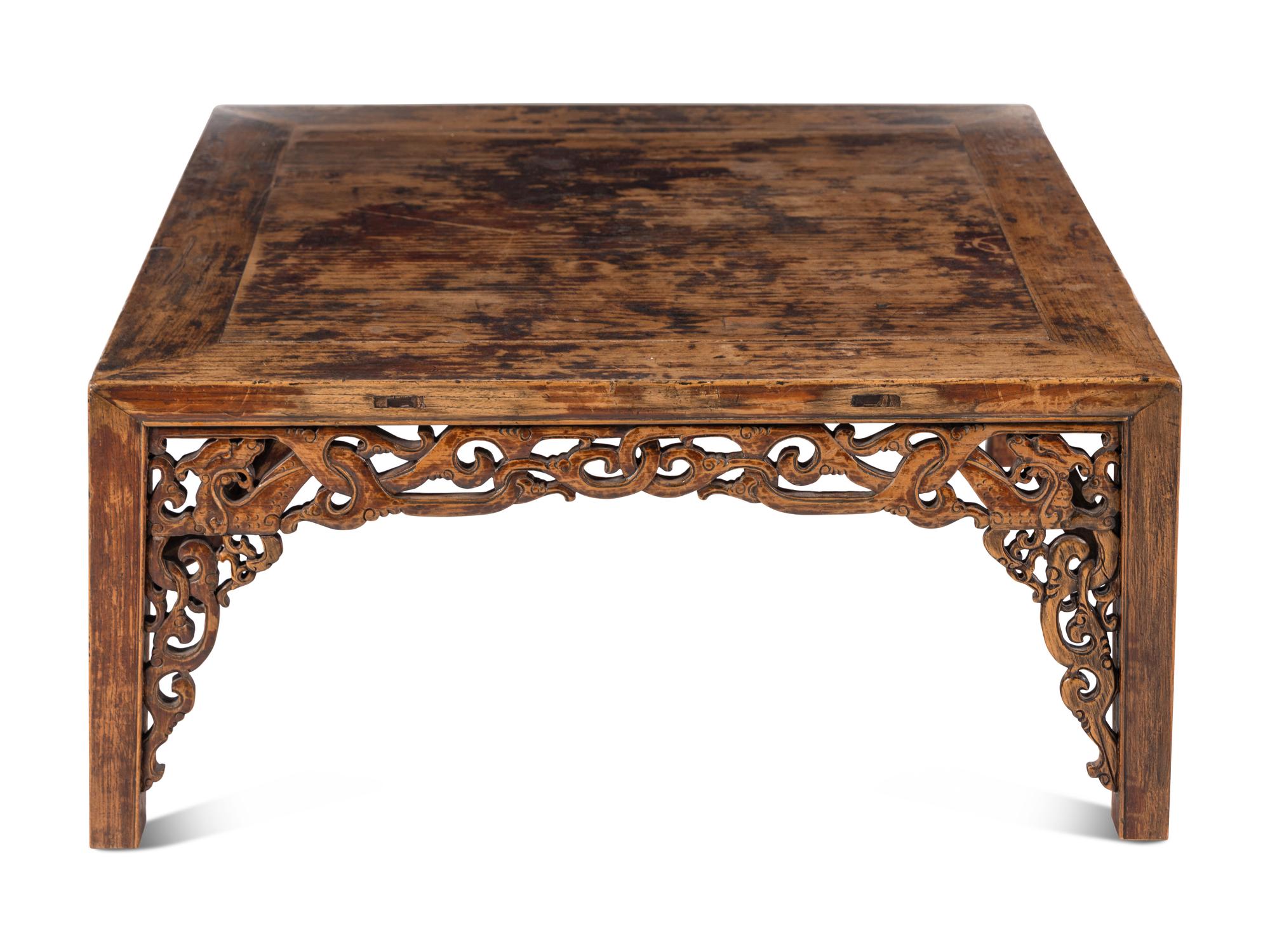 A Chinese Carved Hardwood Low Table