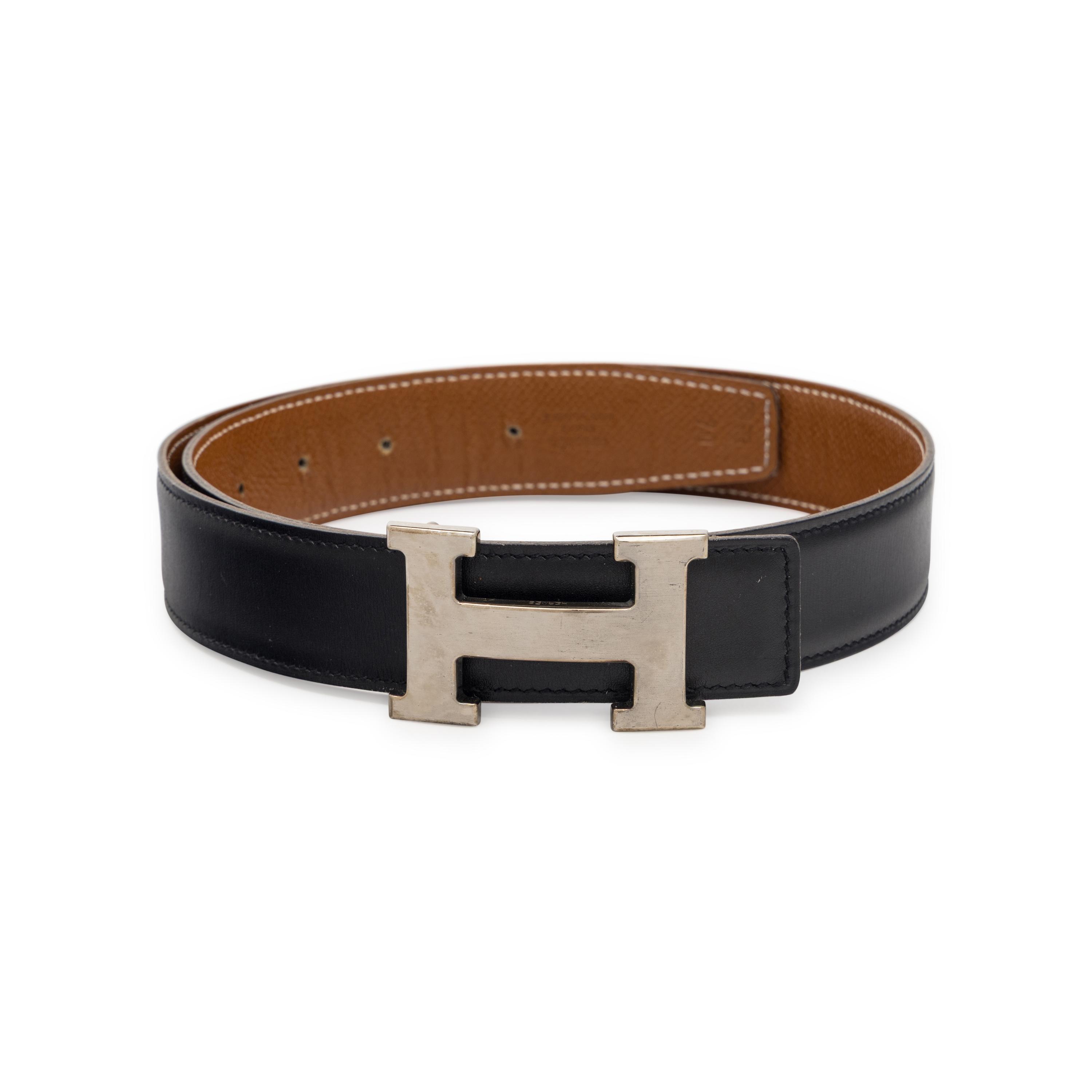 Hermès, Reversible Constance Belt in Black/Brown Leather