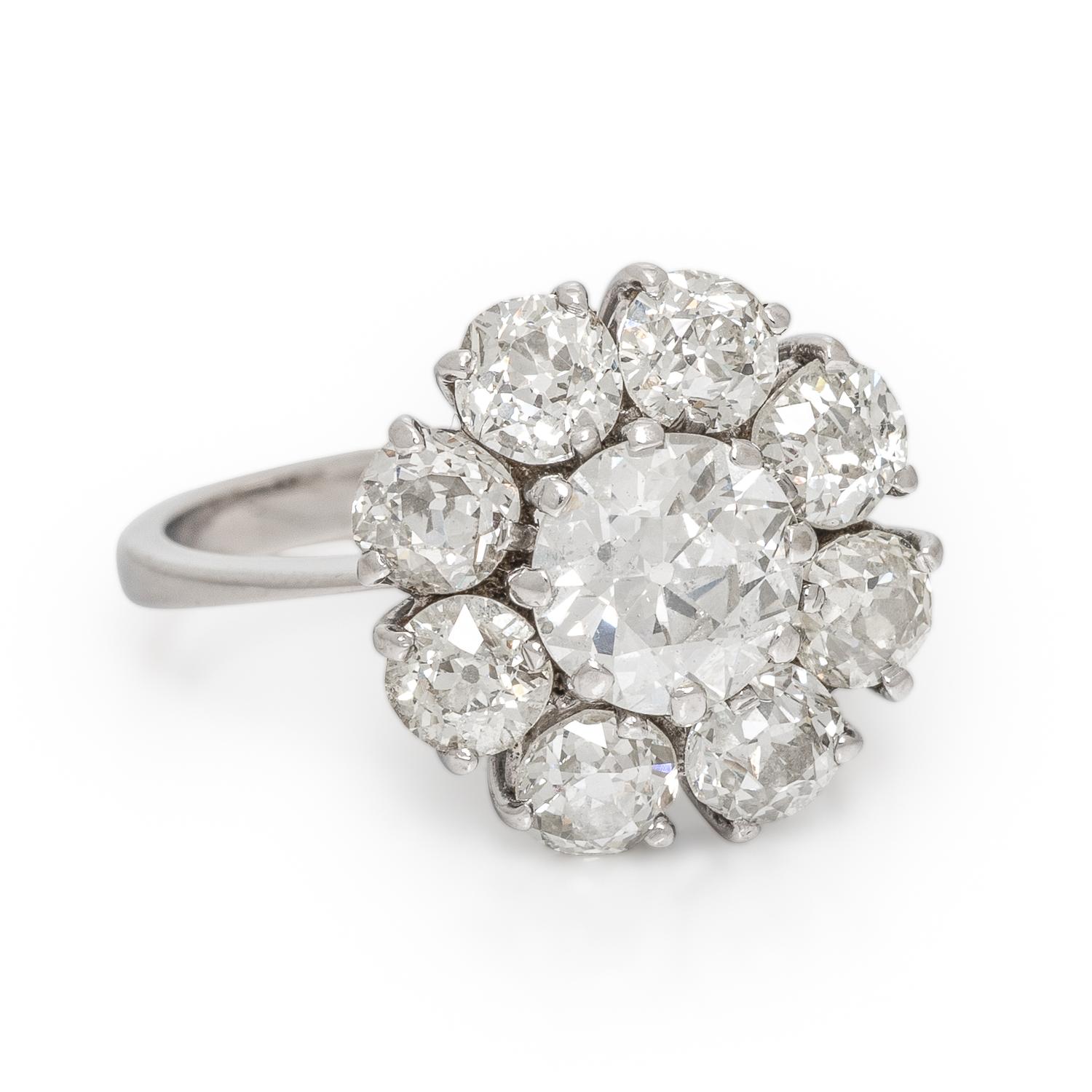 Diamond and White Gold Cluster Ring