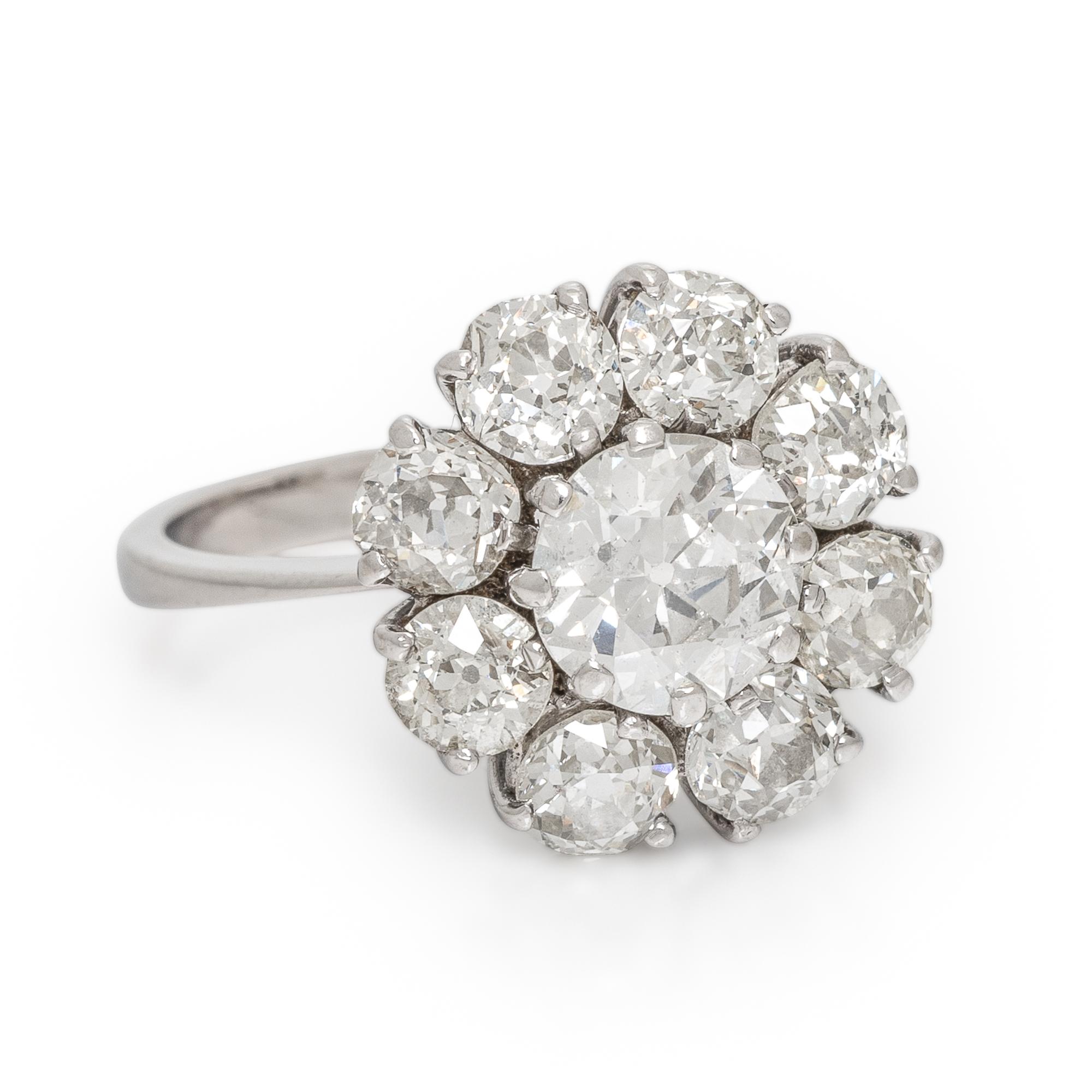 Diamond and White Gold Cluster Ring