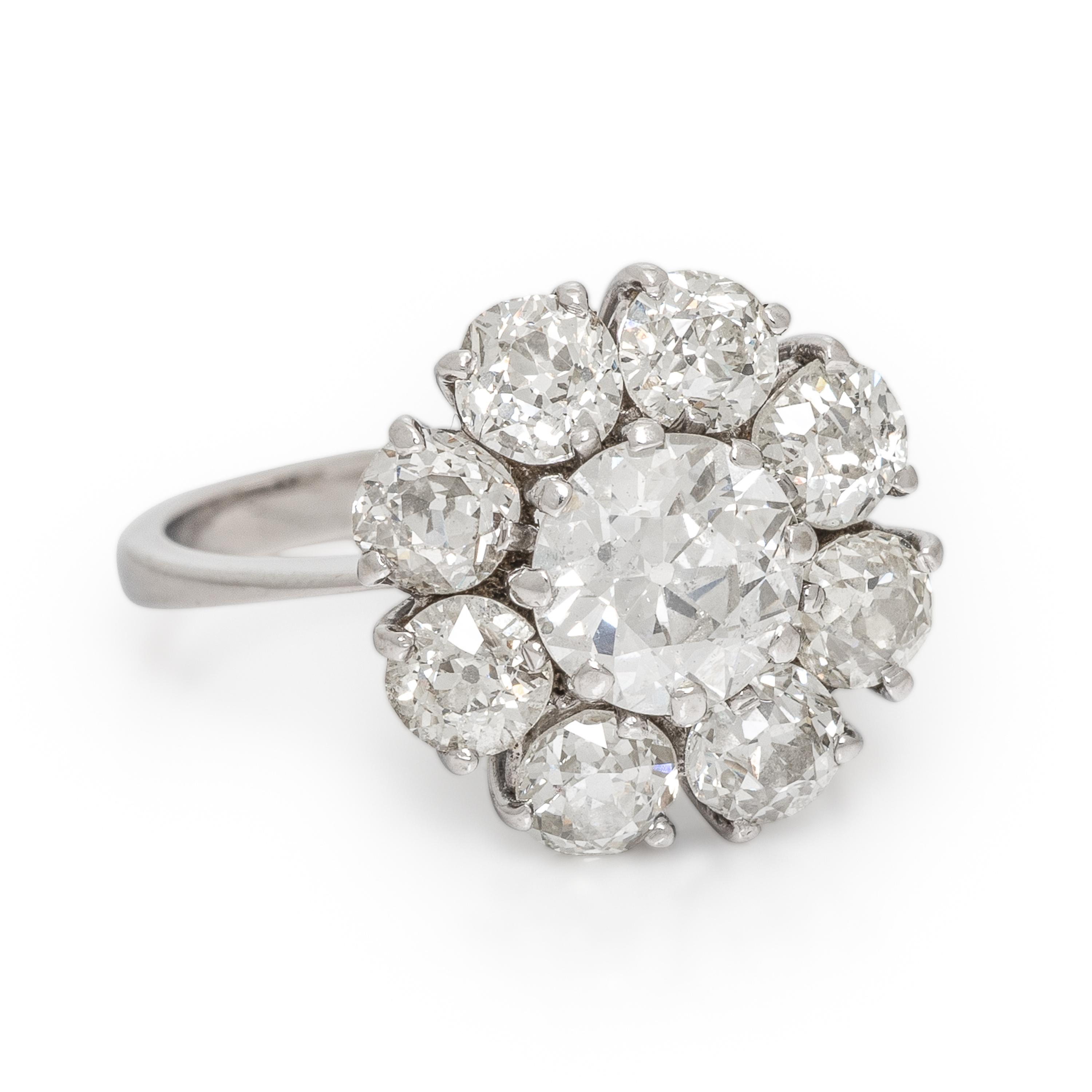 Diamond and White Gold Cluster Ring