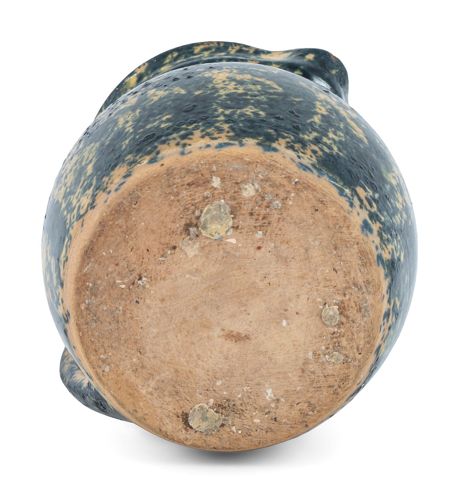 An Ohio Blue Sponge Painted Pitcher and Pig Bank
