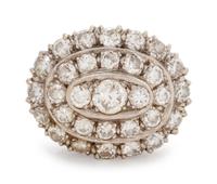 A 14 Karat White Gold and Diamond Ring,