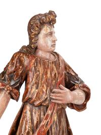 A Pair of Large Continental Painted Figures of Saints