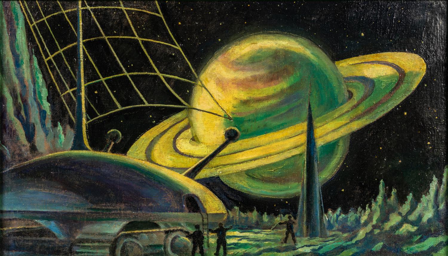 [SPACE EXPLORATION]. SOKOLOV, Andrei (1931-2007). "САТУРН НА ТИТАНЕ" [Saturn on Titan]. Circa 1959.
