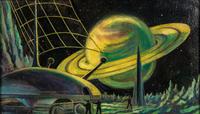 [SPACE EXPLORATION]. SOKOLOV, Andrei (1931-2007). "САТУРН НА ТИТАНЕ" [Saturn on Titan]. Circa 1959.