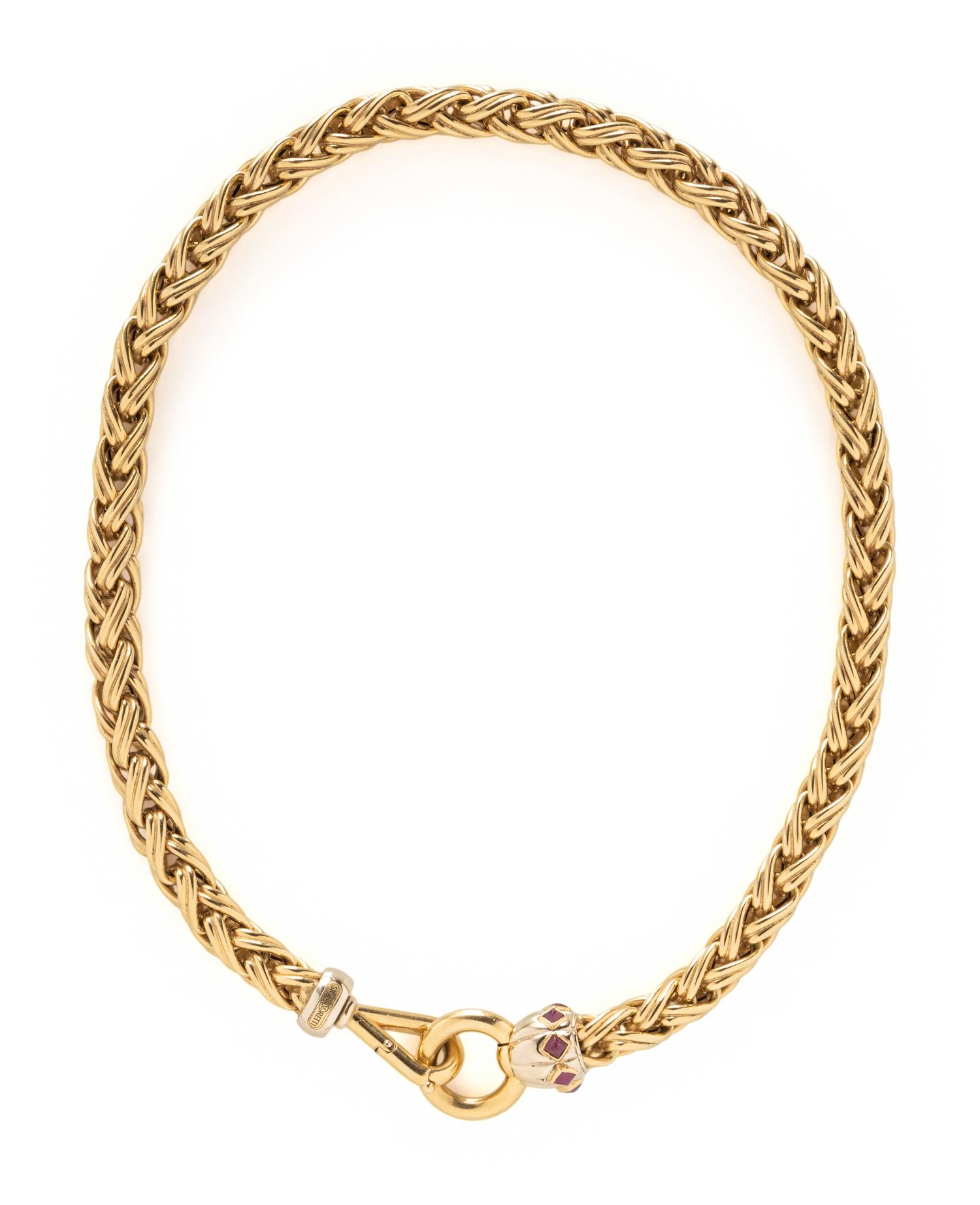 SIGNORETTI, YELLOW GOLD AND RUBY NECKLACE AND BRACELET