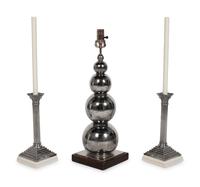 A Pair of Silver-Plate Candlestick Lamps