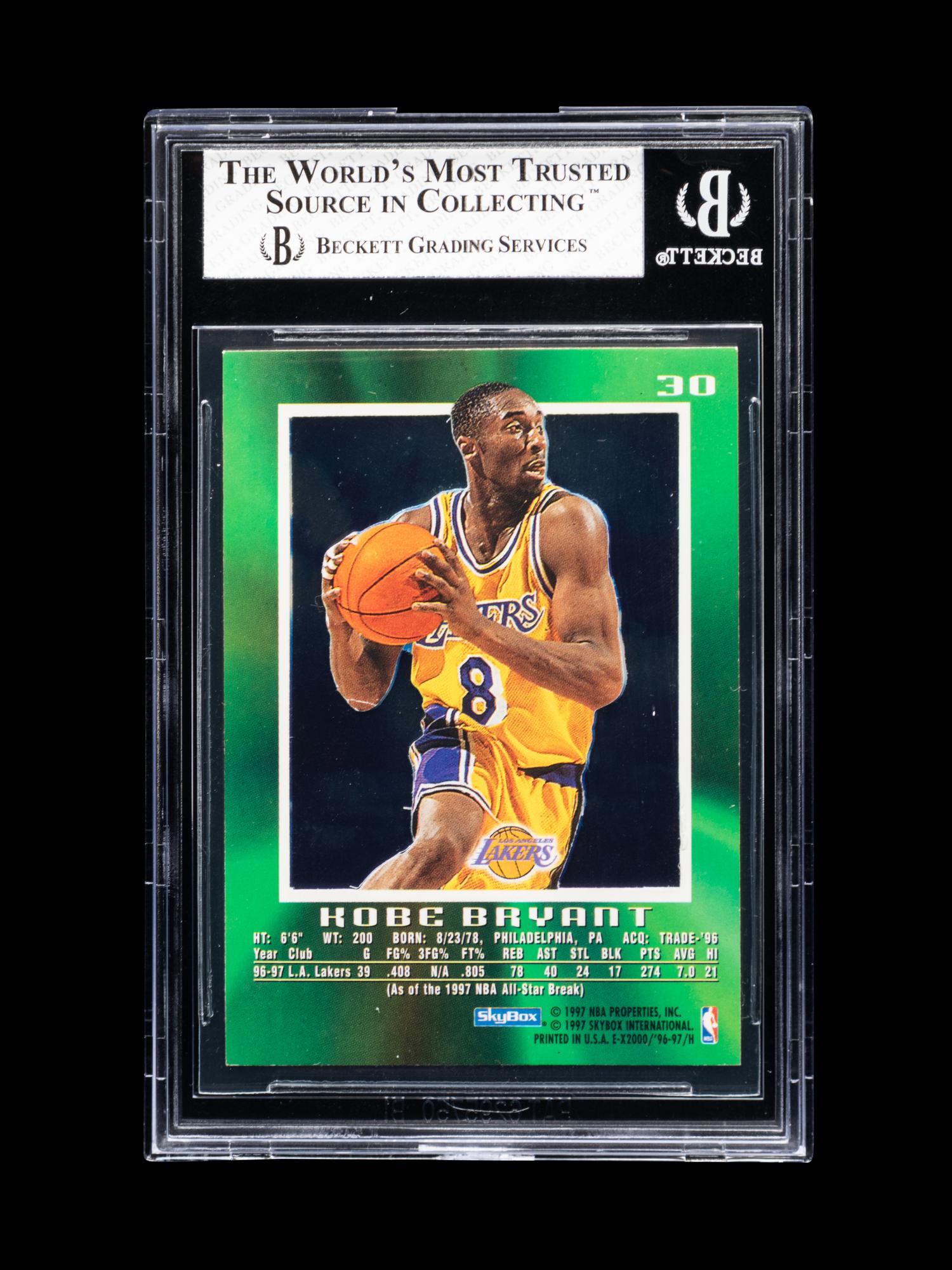 A 1996-97 Skybox E-X2000 Kobe Bryant Rookie Basketball Card No. 30 (BGS 7 NM)