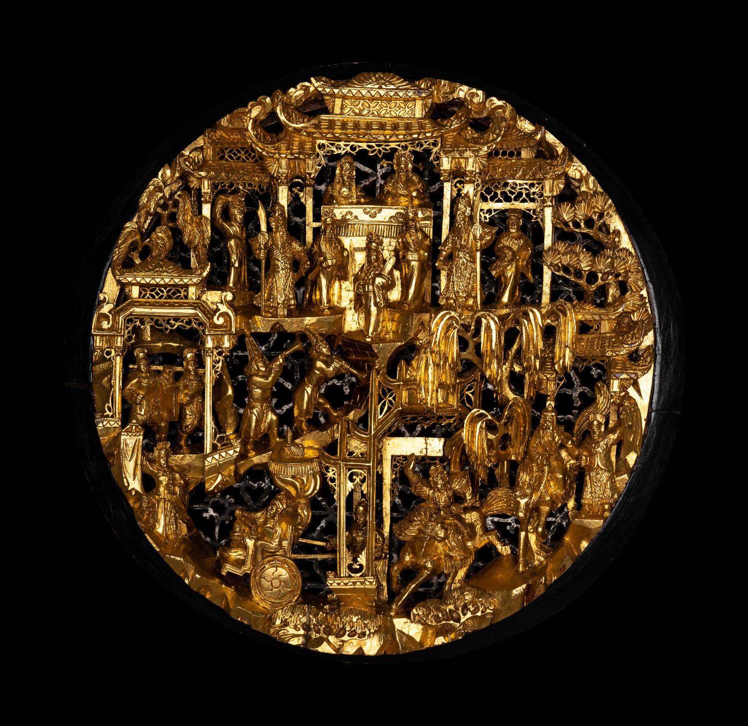 Two Chinese Gilt Wood Wall Panels
