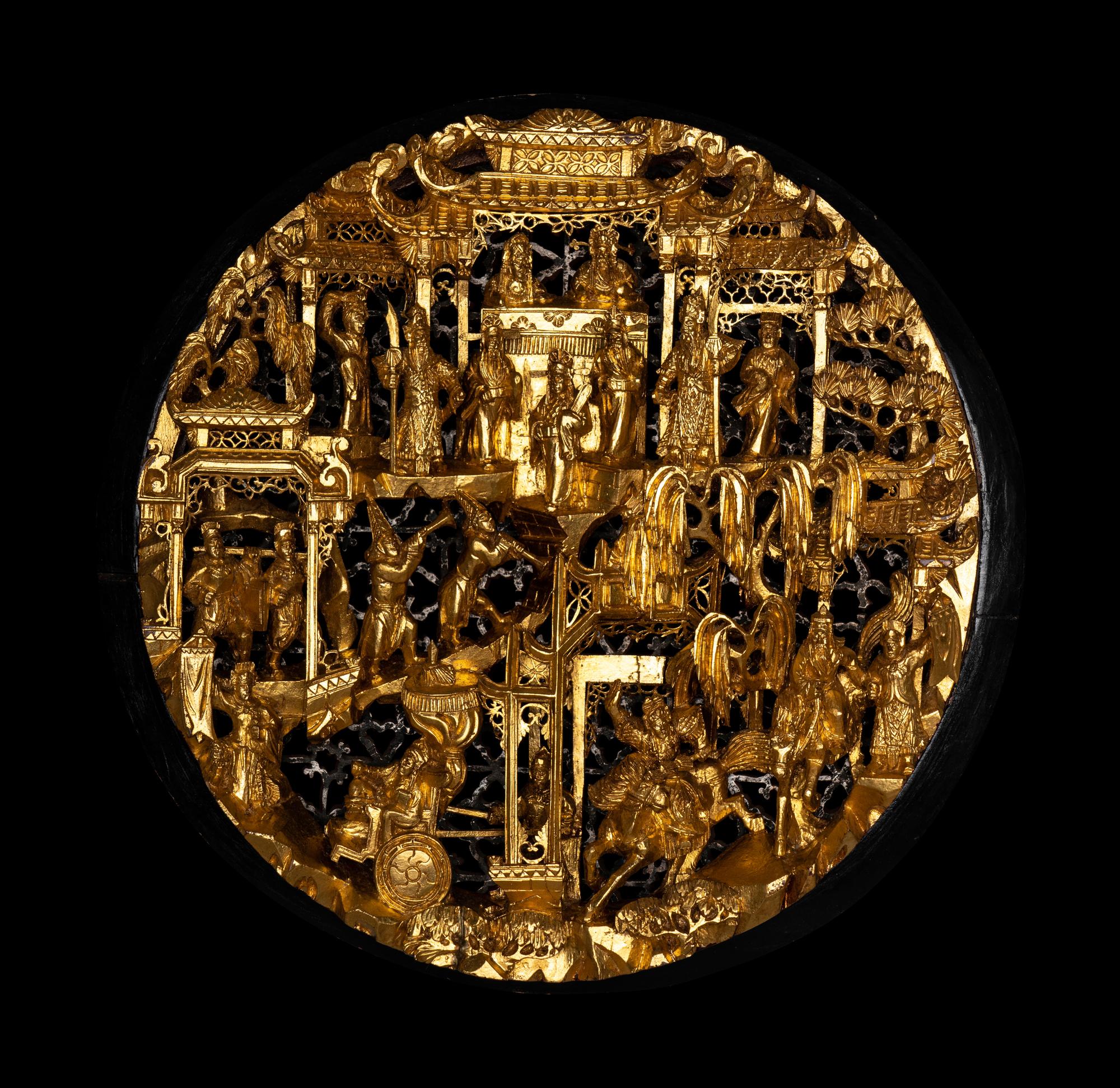 Two Chinese Gilt Wood Wall Panels