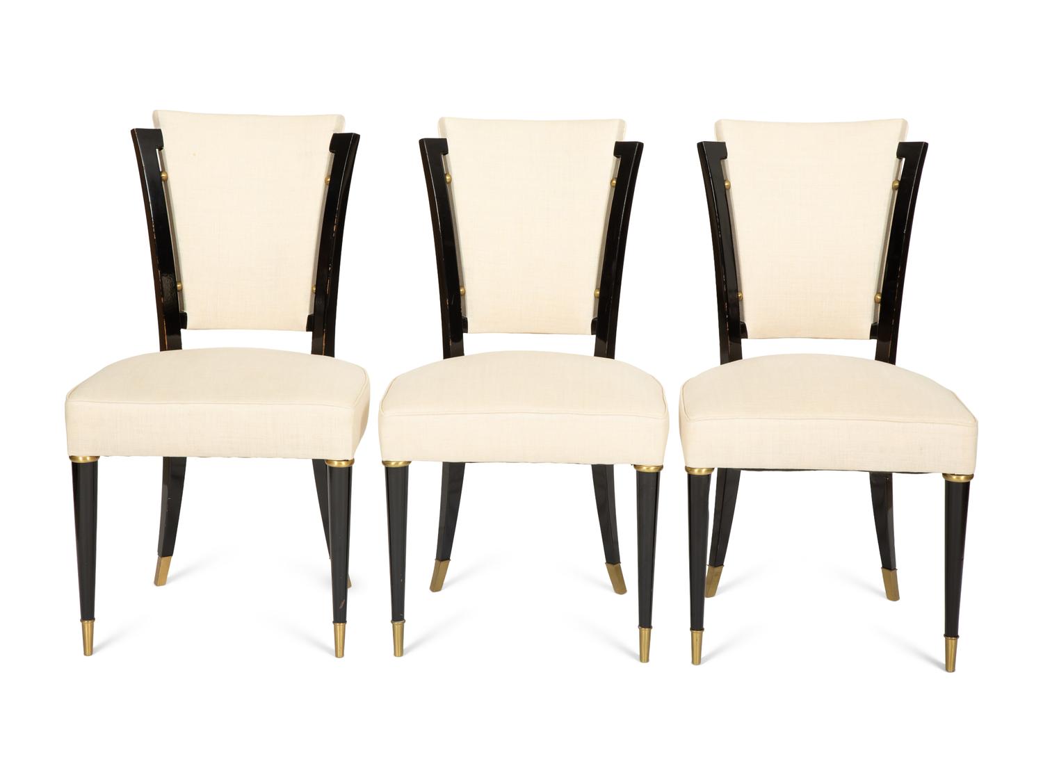 A Set of Ten Art Deco Ebonized Dining Chairs Attributed to Maison Jansen