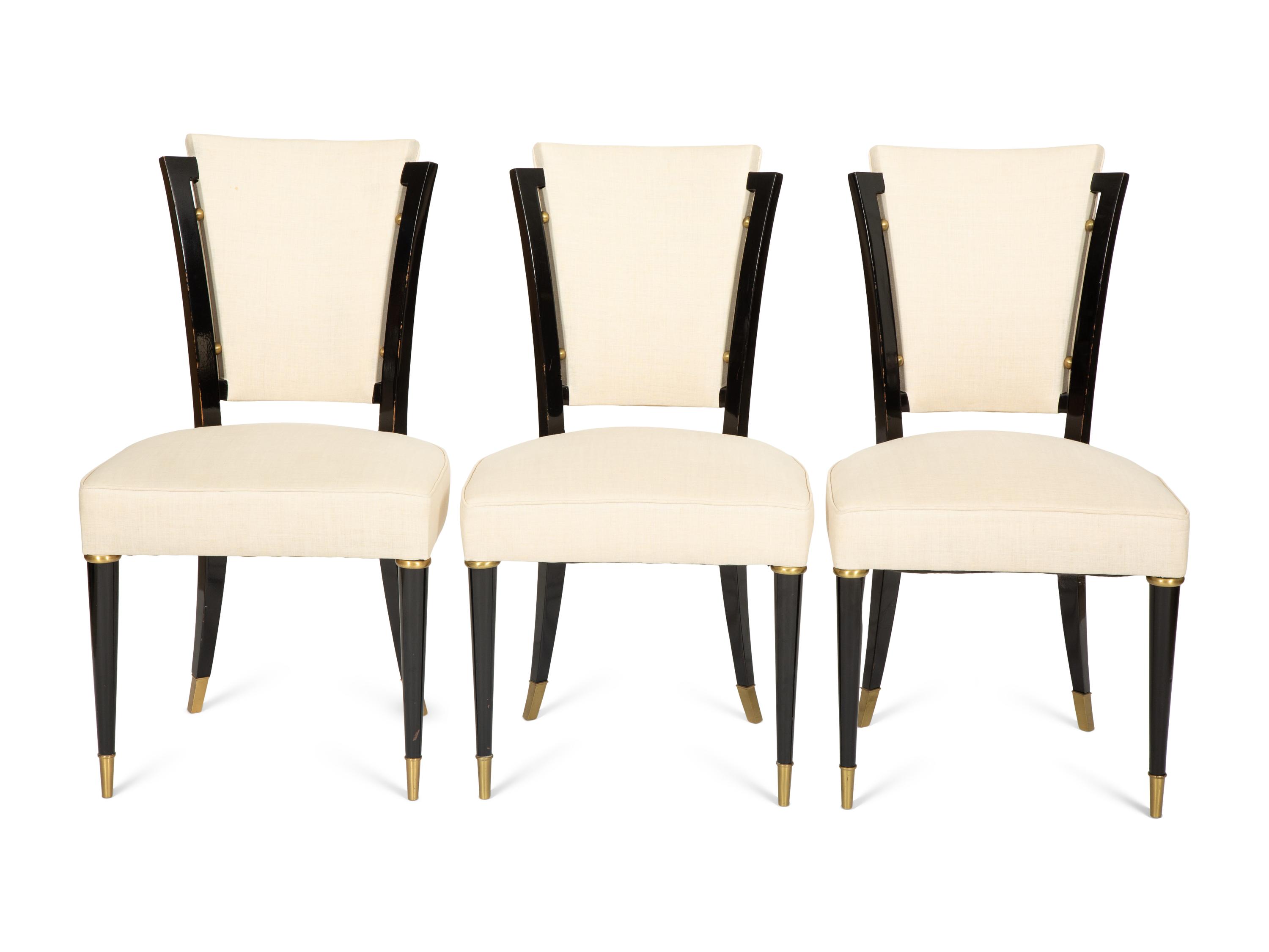 A Set of Ten Art Deco Ebonized Dining Chairs Attributed to Maison Jansen