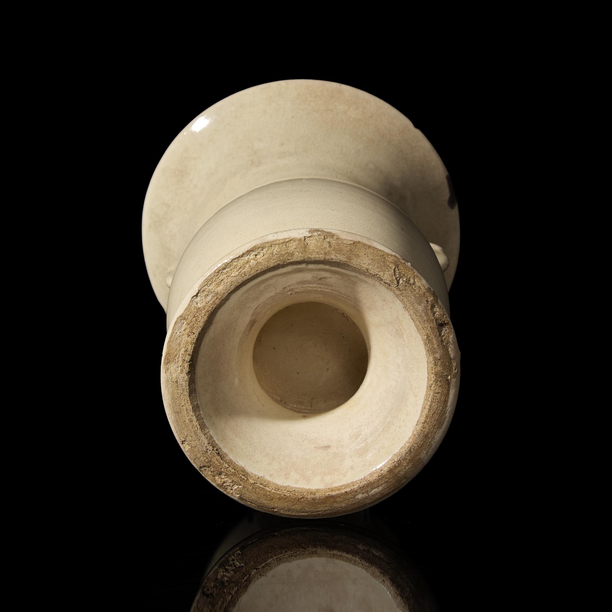 A Chinese White-Glazed Vase, Possibly Cizhou Ware, Ming Dynasty or Earlier — 明或更早 磁州窯白釉雙耳尊