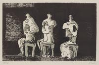 Henry Moore (British, 1898-1986) — Three Seated Figures in Setting, 1975