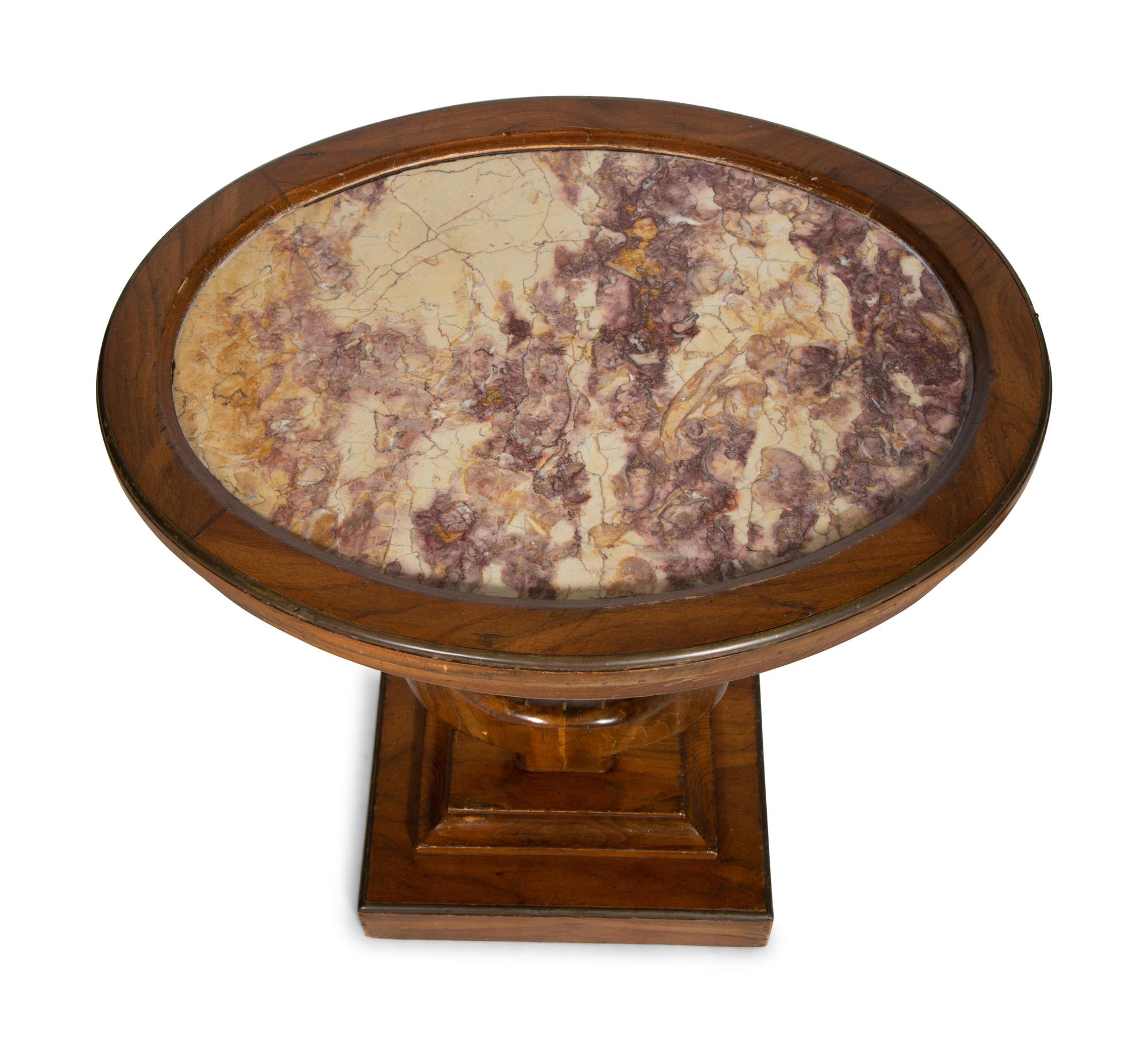 Two Continental Marble-Top Side Tables