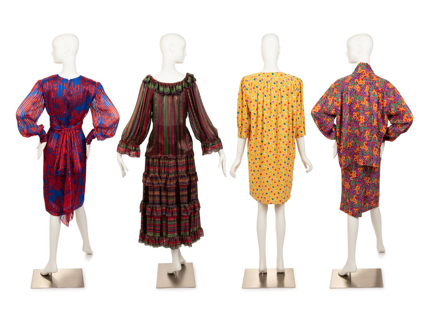 Four Designer Dresses & Ensembles: Yves Saint Laurent, Oscar de la Renta, Adele Simpson, Ungaro, 1980-90s