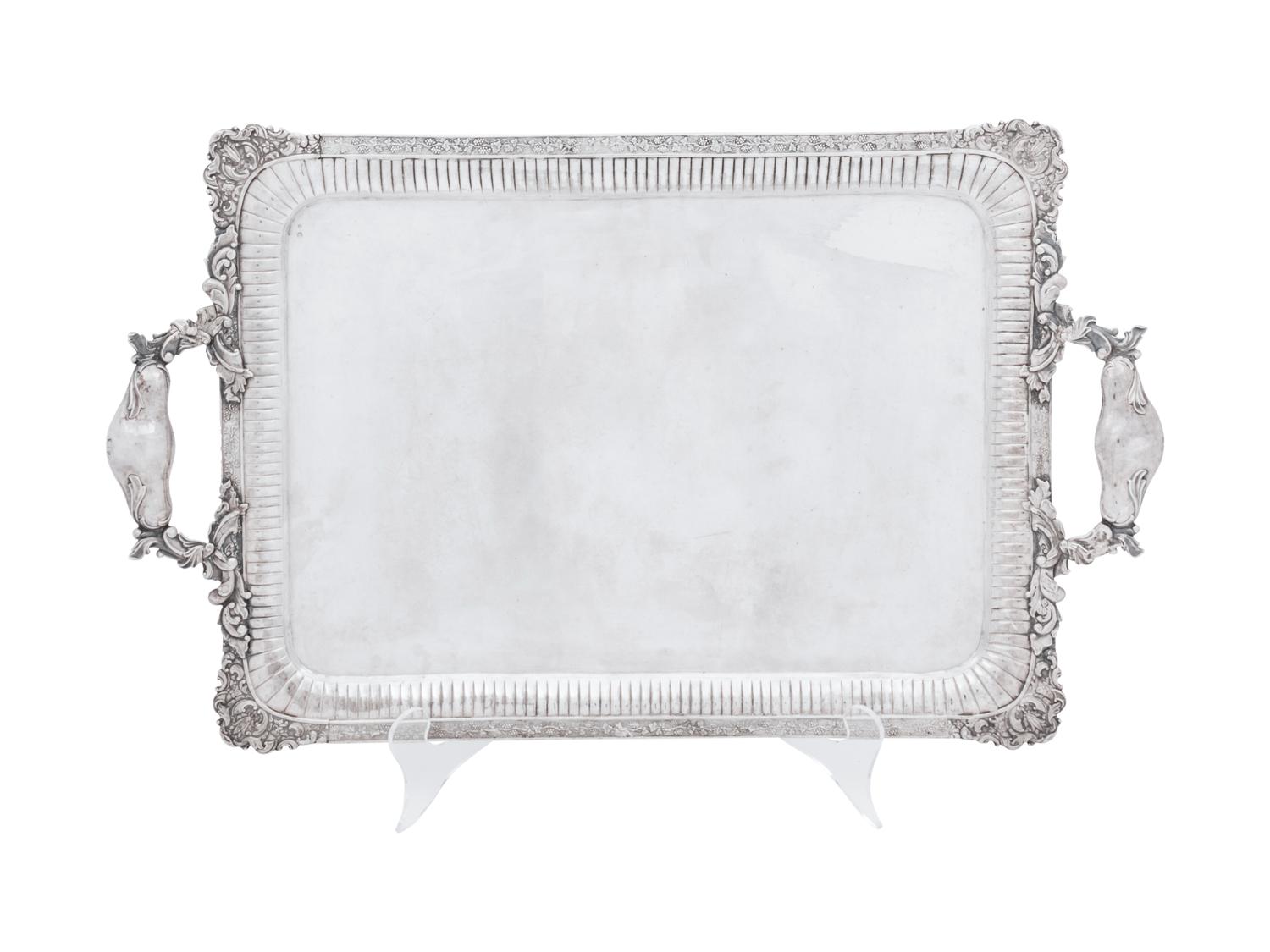 A Nicholas I Russian Silver Serving Tray