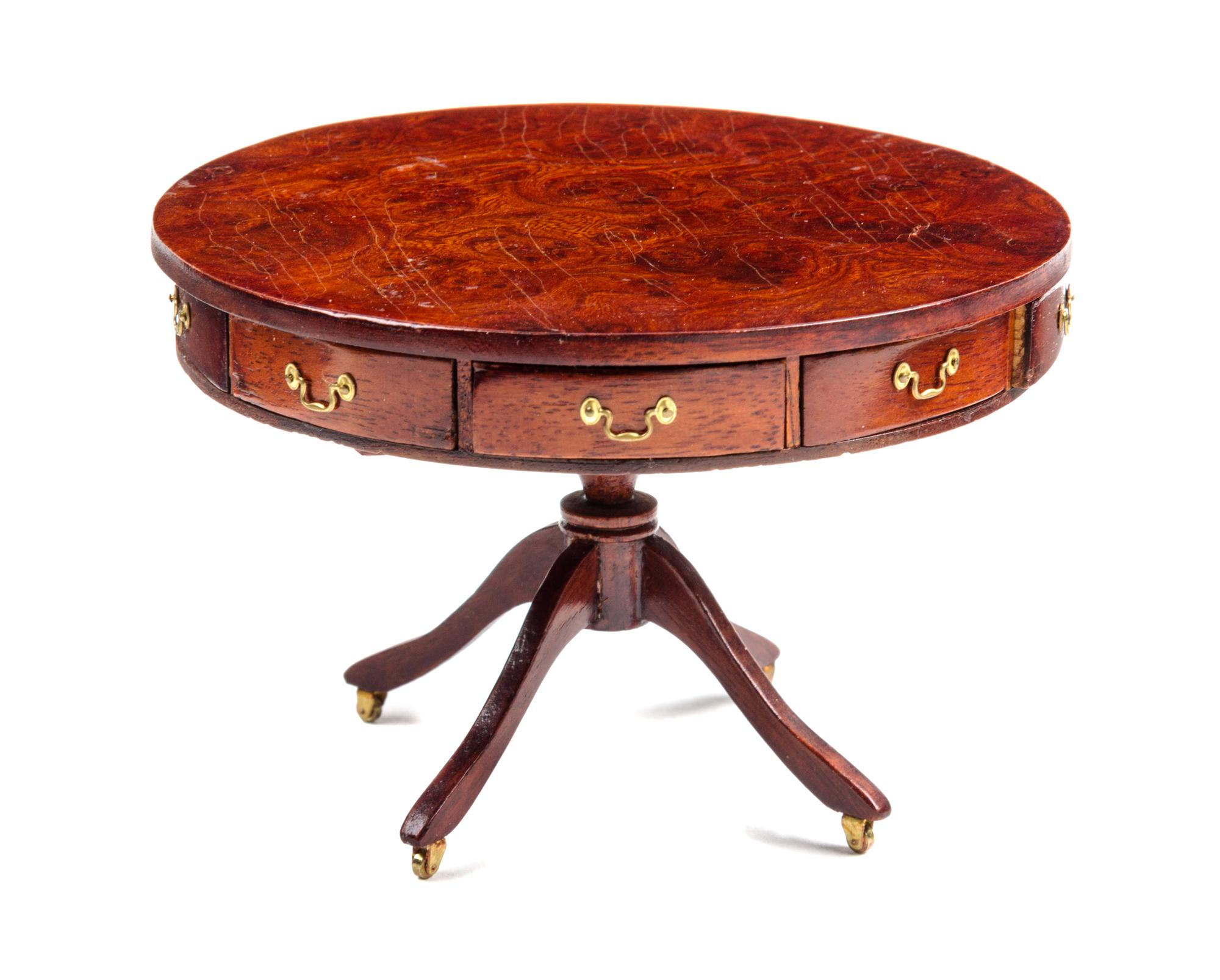 A George III Style Burlwood Drum Table Height 2 1/2 x diameter 3 3/4 inches. — Roy Sherwood