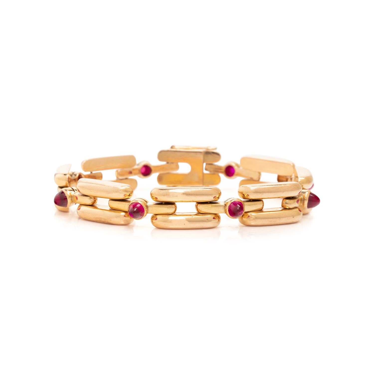 GOLD AND SYNTHETIC RUBY BRACELET