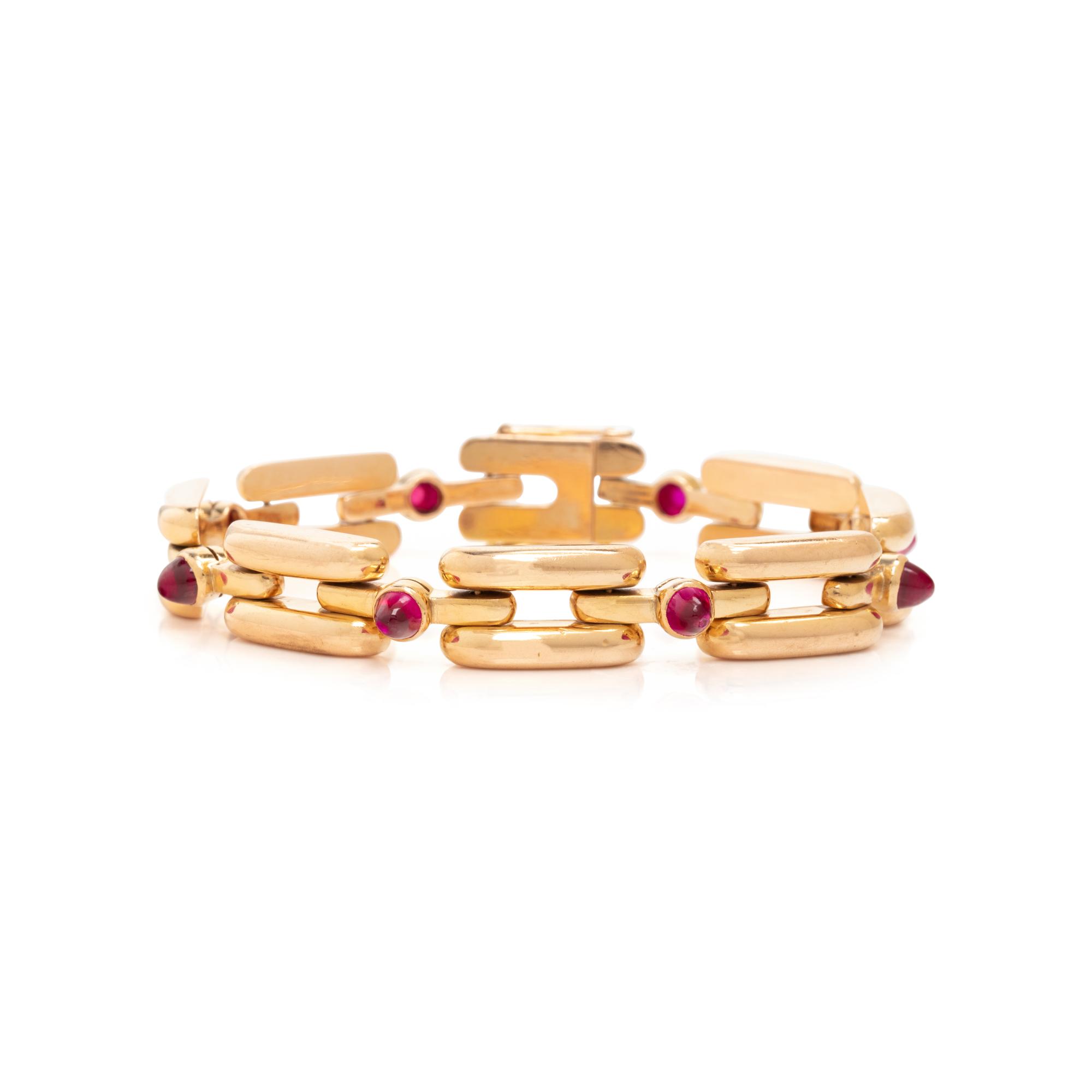 GOLD AND SYNTHETIC RUBY BRACELET