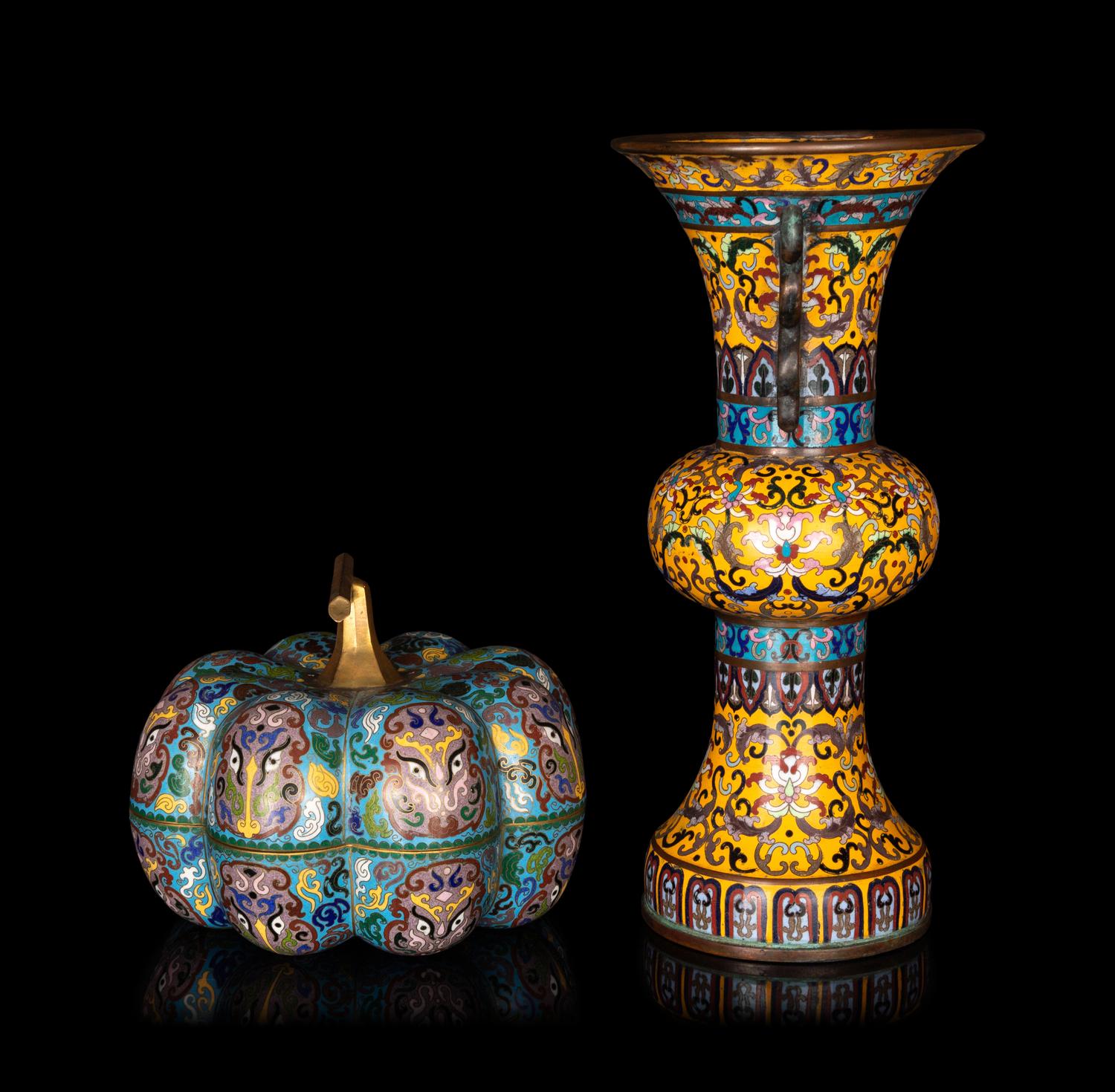 Two Chinese Cloisonné Enamel Vessels