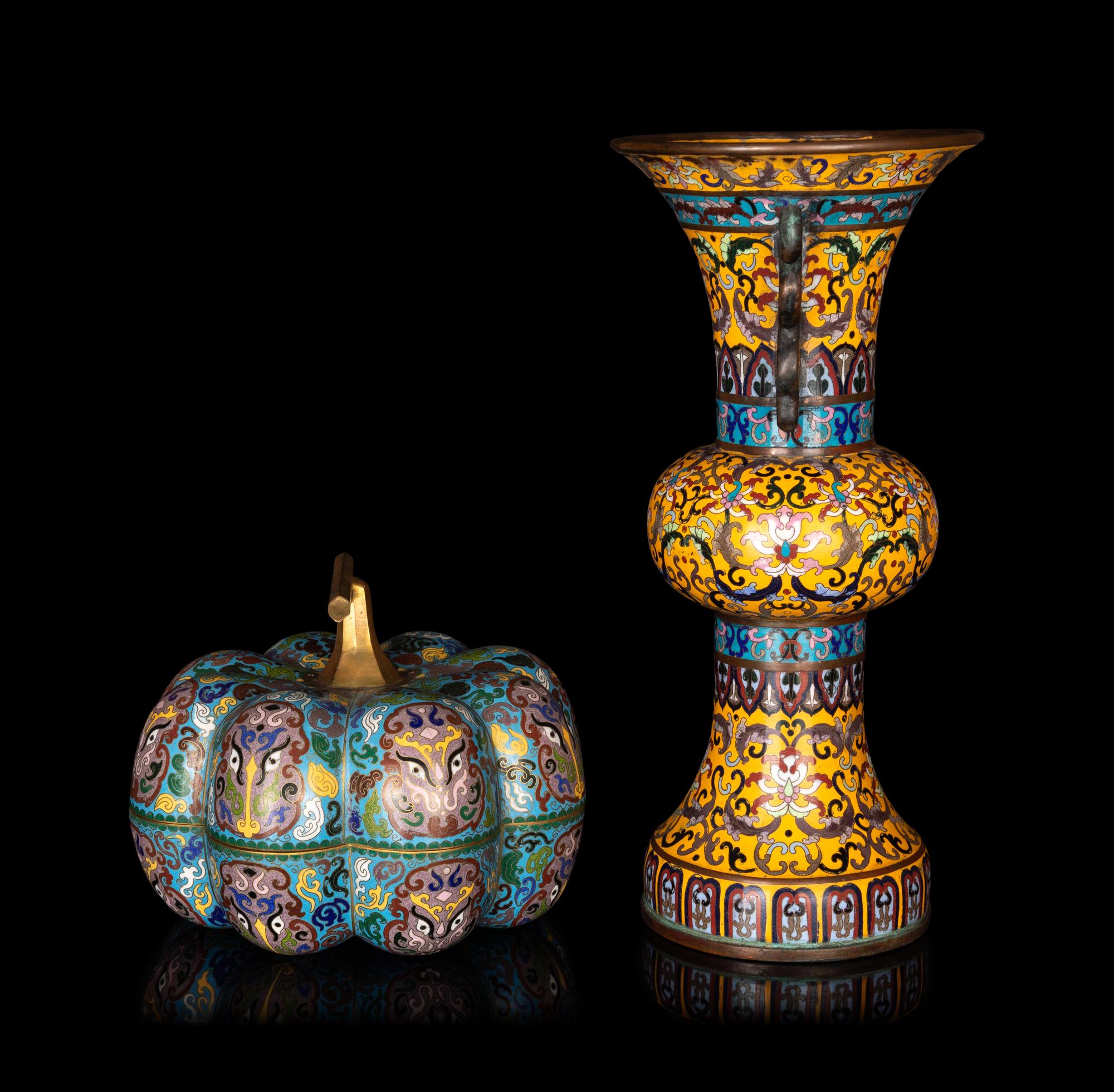 Two Chinese Cloisonné Enamel Vessels