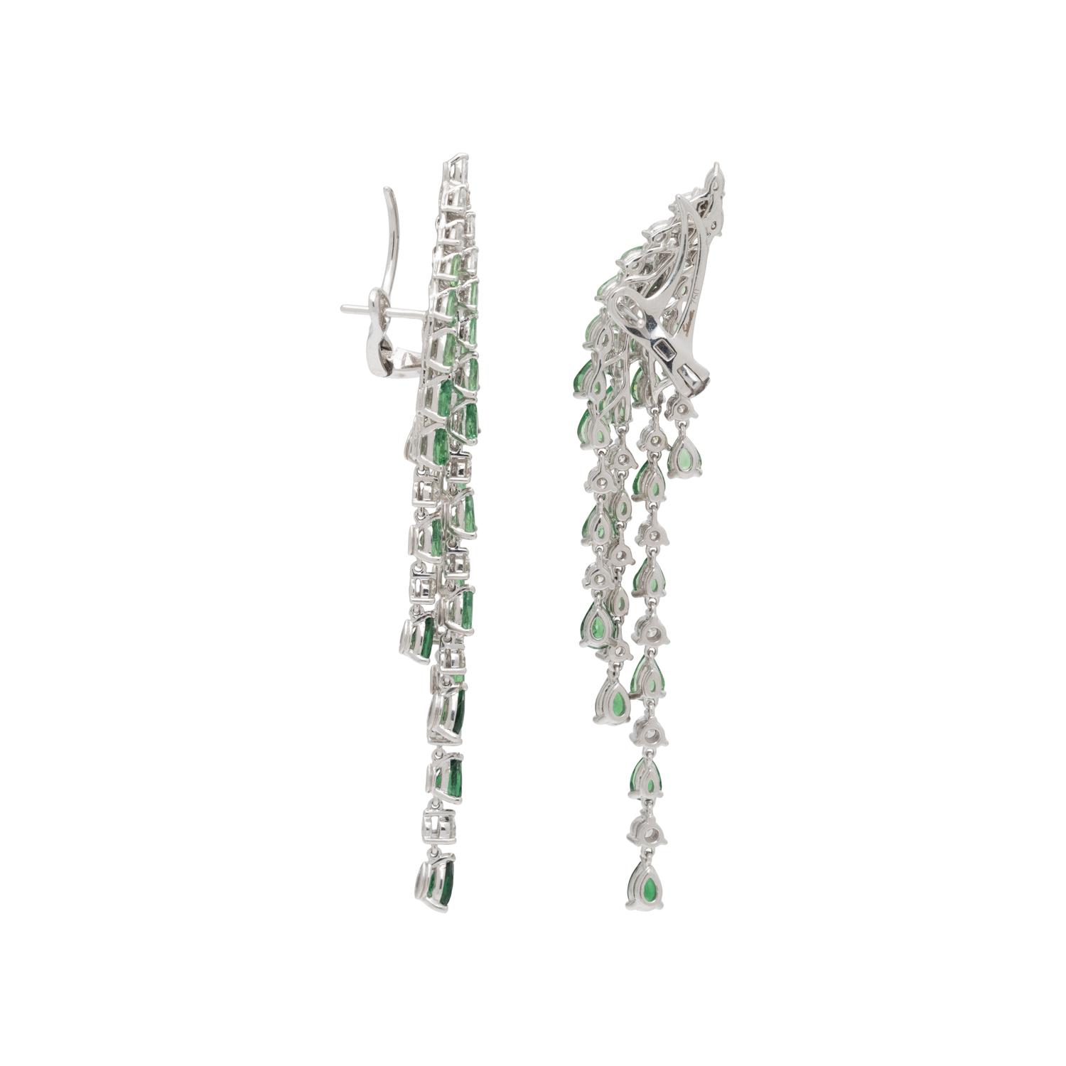 SALAVETTI, TSAVORITE GARNET, DIAMOND, AND WHITE GOLD EARRINGS