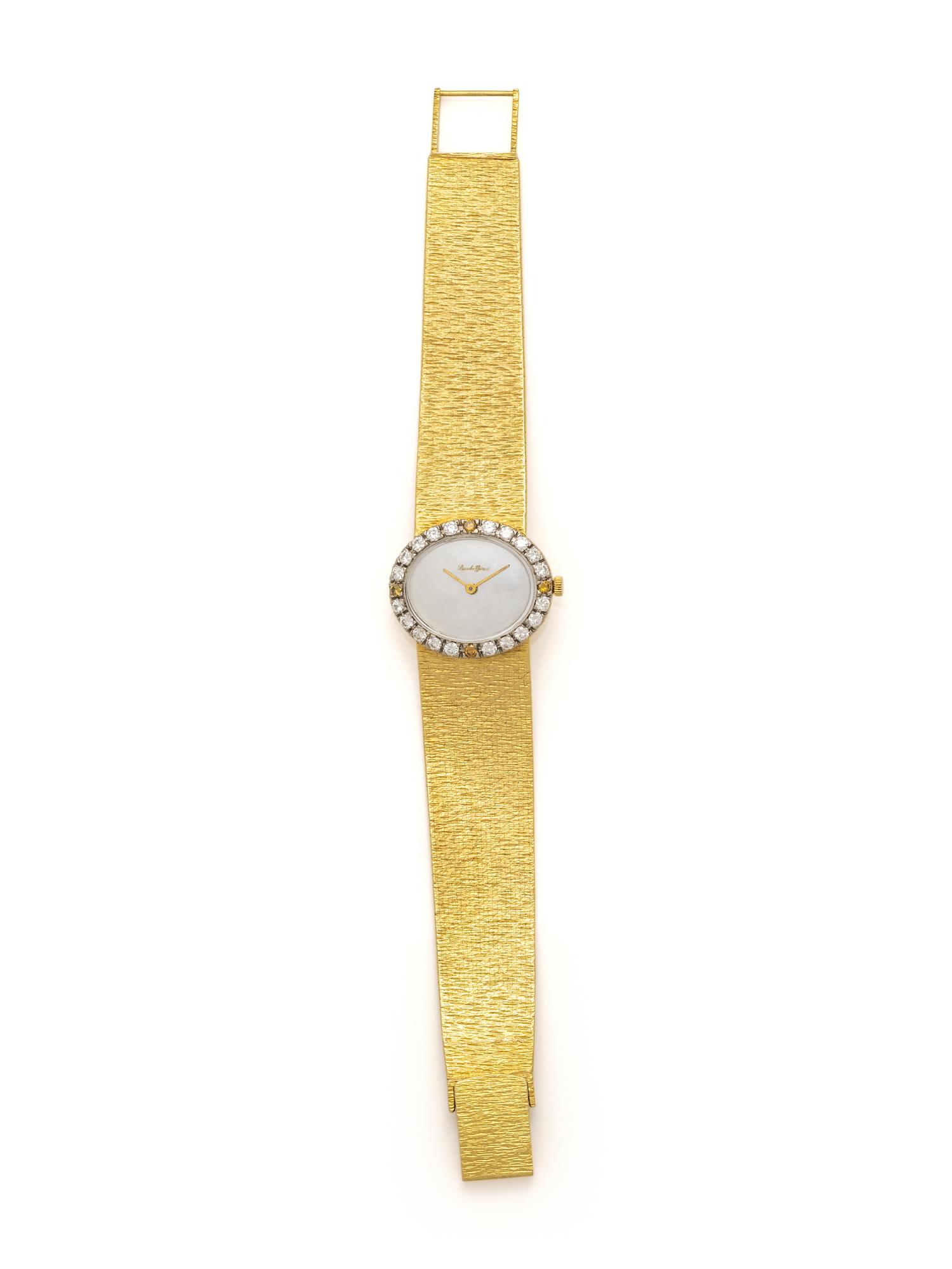 BUECHE GIRARD, YELLOW GOLD, DIAMOND AND MOTHER-OF-PEARL WATCH