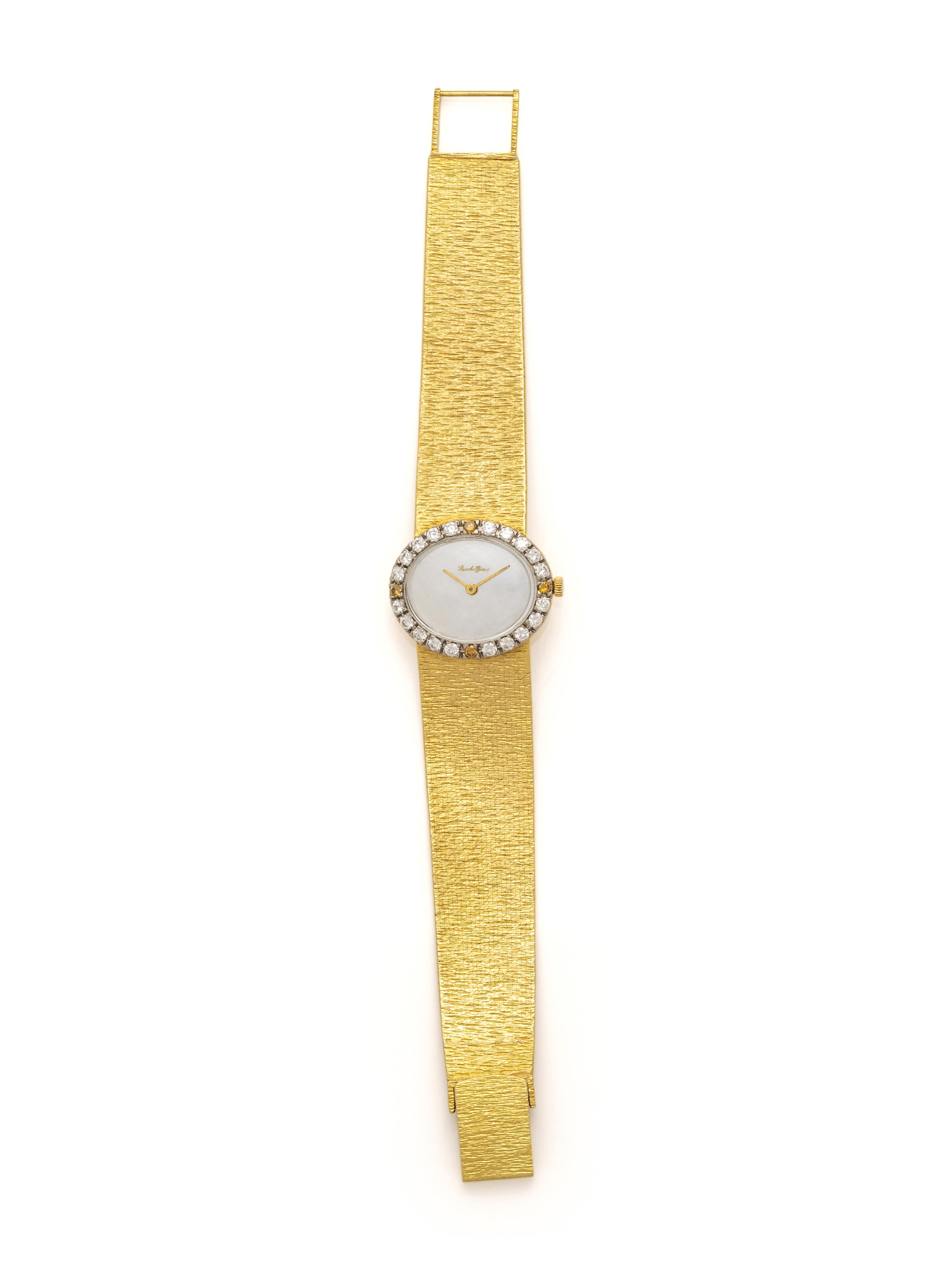 BUECHE GIRARD, YELLOW GOLD, DIAMOND AND MOTHER-OF-PEARL WATCH