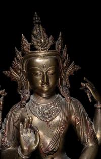 A Large Sino-Tibetan Gilt Bronze Figure of Bodhisattva