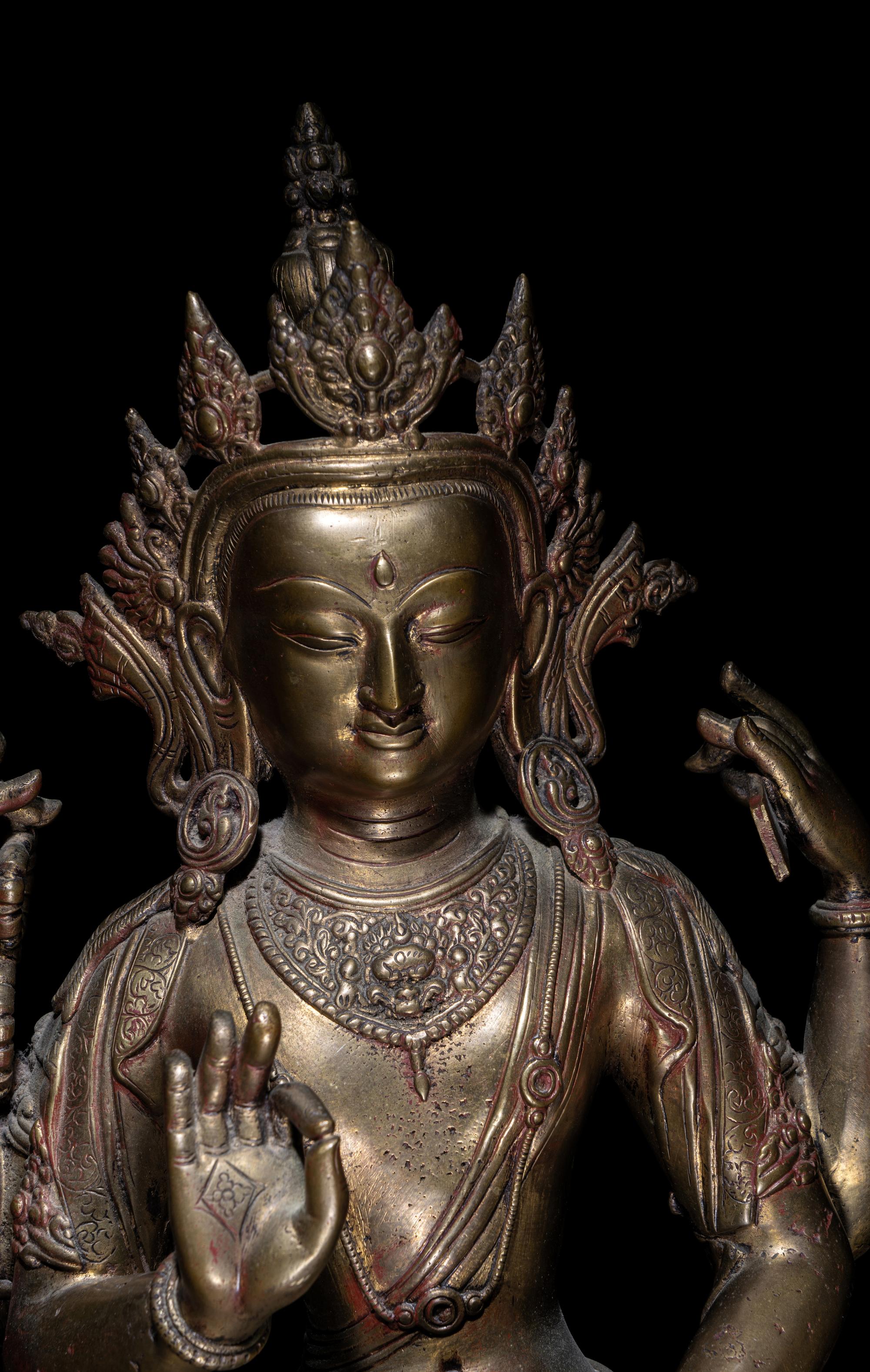 A Large Sino-Tibetan Gilt Bronze Figure of Bodhisattva